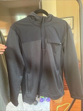 Under Armour Black and Dark Gray Half-Zip Hooded Pullover